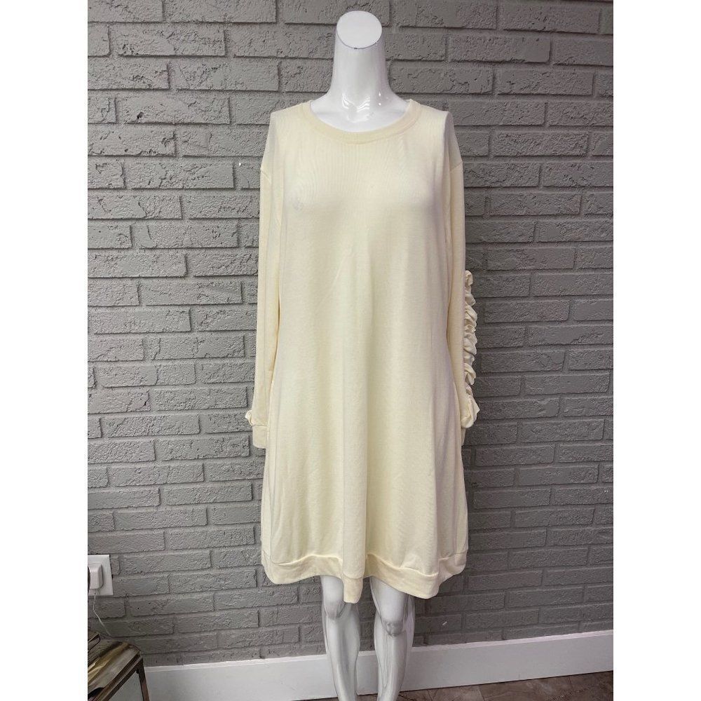 Reborn Cream Long Sleeve Ruffle Tunic / Dress Size M NWT